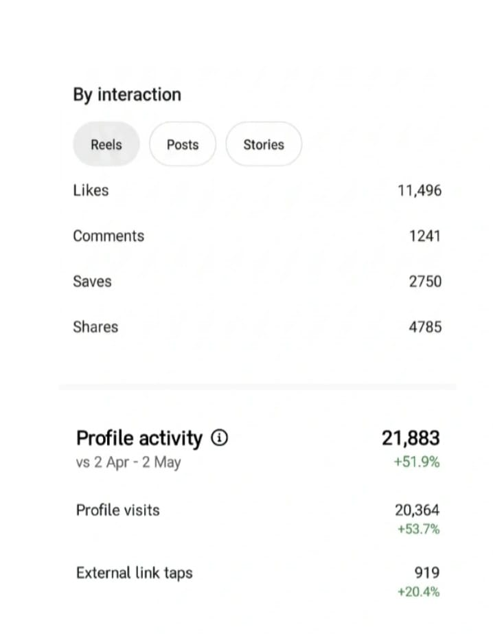 Instagram analytics result