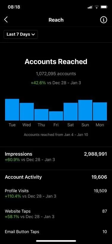 Instagram analytics result